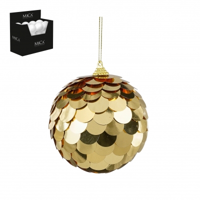 DQ-000762 Boule sequin en plastique or D10cm