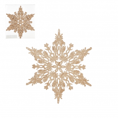 DQ-000766 Set de 4 Flocons en plastique champagne L31cm H36cm