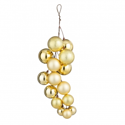 DQ-000785 Grappe de boules en plastique or H46cm