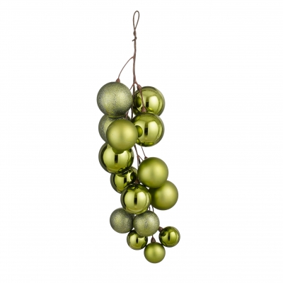 DQ-000786 Grappe de boules en plastique vert H46cm