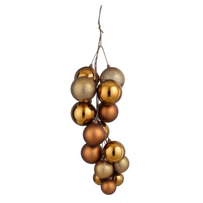 DQ-000788 Grappe de boules en plastique marron H46cm
