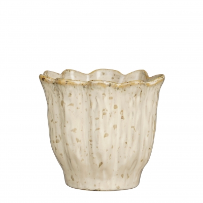 DQ-000800 Cache-pot en c�ramique blanc D16,5cm H14cm