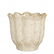 DQ-000801 Cache-pot en c&eacute;ramique blanc D22,5cm H20,5cm