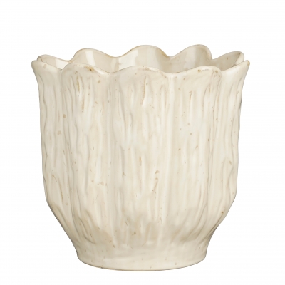 DQ-000802 White ceramic plant pot D26cm H24cm