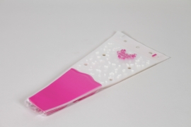 DW-000008 Paquet de 50 housses muguet en cellophane rose 37x15,5cm