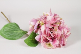 ED-000019 Hortensia artificiel rose fonc&eacute; H65cm