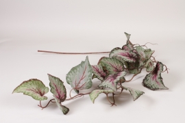 EE-000324 Piquet de begonia vert rose artificiel H110cm