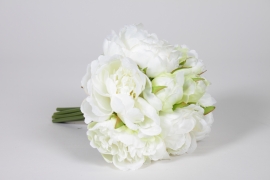EE-000344 Bouquet de pivoines artificielles blanches H24cm