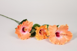 EE-000347 Orange artificial hibiscus H82cm