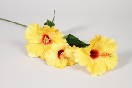 EE-000348 Hibiscus artificiel jaune H82cm