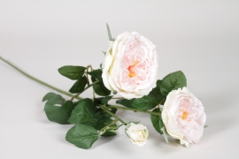 EE-000360 Artificial pink rose branch H58cm