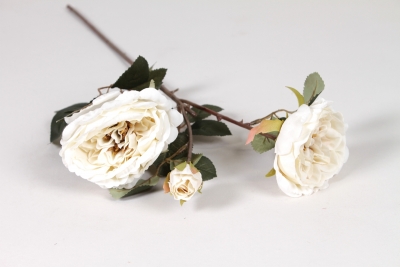 EE-000382 Artificial white rose spray H58cm