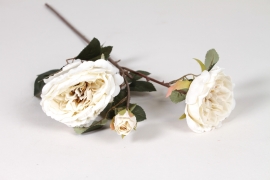 EE-000382 Artificial white rose spray H58cm