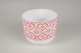 FM06Y8 Red heart ceramic planter D17cm H15cm