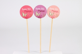FM09Y8 Bag of 12 picks Bonne Fête Maman H26cm