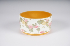 FM13Y8 Terracotta bowl with roses pattern D18.5cm H10cm