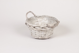 G4-000004 Wicker bowl with grey handle D20cm H10cm