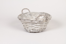 G4-000005 Coupe en osier avec anse gris D25cm H11cm