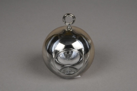 A010K9 Glass ball hanging gold with an opening D10cm H9cm