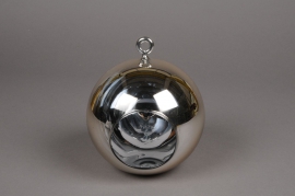 A009K9 Glass ball hanging gold with an opening D15cm H17cm