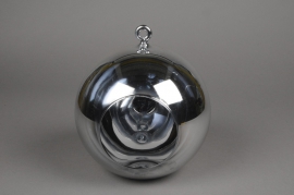 A004K9 Glass ball hanging silver with an opening D20cm H22cm