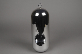 A015K9 Glass vase hanging silver with an opening D11cm H30cm