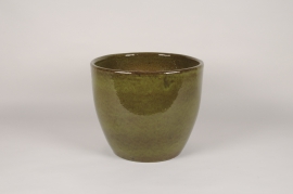 Green glazed ceramic pot D56cm H51cm