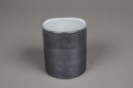 A020K0 Grey glass jar D7.5cm H8.5cm
