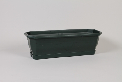 H7-000038 Jardini�re en plastique vert avec soucoupe 50x15cm