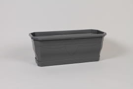 H7-000042 Jardini&egrave;re en plastique gris avec soucoupe 40x15cm