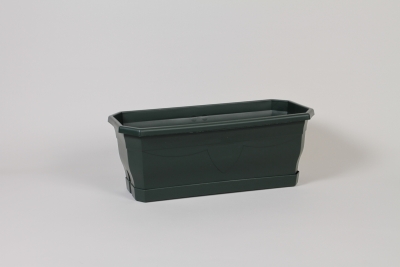 H7-000057 Jardini�re en plastique vert avec soucoupe 40x15cm