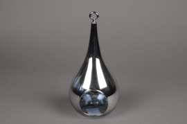 A019K9 Hanging drop single-flower glass vase silver diameter 12cm height 25cm