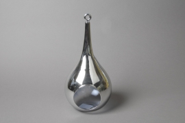 A018K9 Hanging drop single-flower glass vase silver diameter 15cm height 30cm