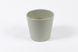 I0-000107 Khaki green ceramic planter D13.5cm H12.5cm