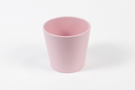 I0-000109 Cache-pot céramique rose clair D13.5cm H12.5cm