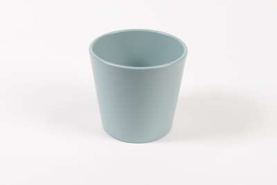 I0-000110 Cache-pot c�ramique bleu gris D13.5cm H12.5cm
