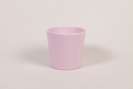 I0-000114 Cache-pot orchidée en céramique rose chair brillant D13,5cm H12,5cm