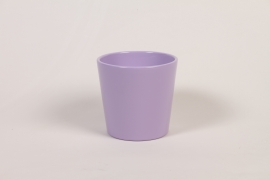 I0-000115 Cache-pot orchidée en céramique parme brillant D13,5cm H12,5cm