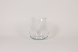 I0-000117 Clear glass obus vase D11.5cm H17cm