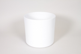 I0-000122 Cache-pot en c&eacute;ramique blanc mat D32,5cm H31cm