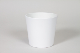I0-000129 White ceramic pot D13.5cm H12,5cm