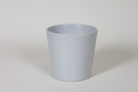 I0-000130 Cache-pot en c&eacute;ramique gris mat D12cm H12,5cm