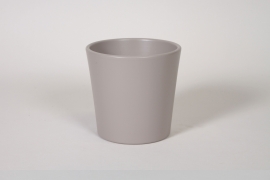I0-000131 Matte taupe ceramic planter D12cm H12,5cm