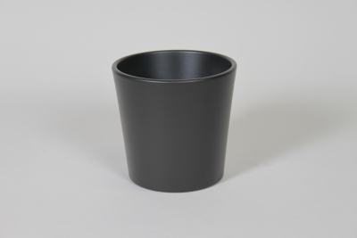 I0-000132 Cache-pot en c�ramique gris anthracite mat D12cm H12,5cm