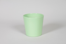 I0-000134 Green ceramic planter D13.5cm H12,5cm
