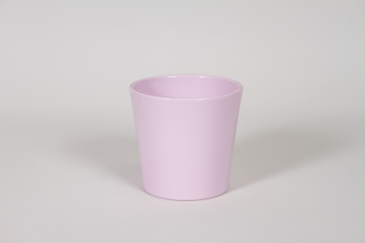 I0-000135 Cache-pot en c�ramique rose clair brillant D13,5cm H12,5cm