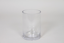 I0-000140Clear cylindrical glass vase D10cm H15cm