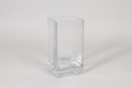 I0-000149 Square clear glass vase 10x10cm H20cm