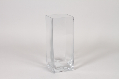I0-000150 Square clear glass vase 10x10cm H25cm