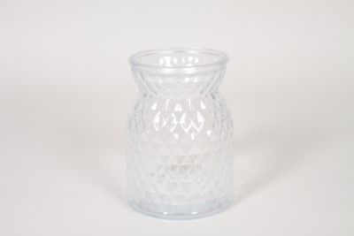 I0-000152 Vase en verre quadrill� transparent D12cm H16cm